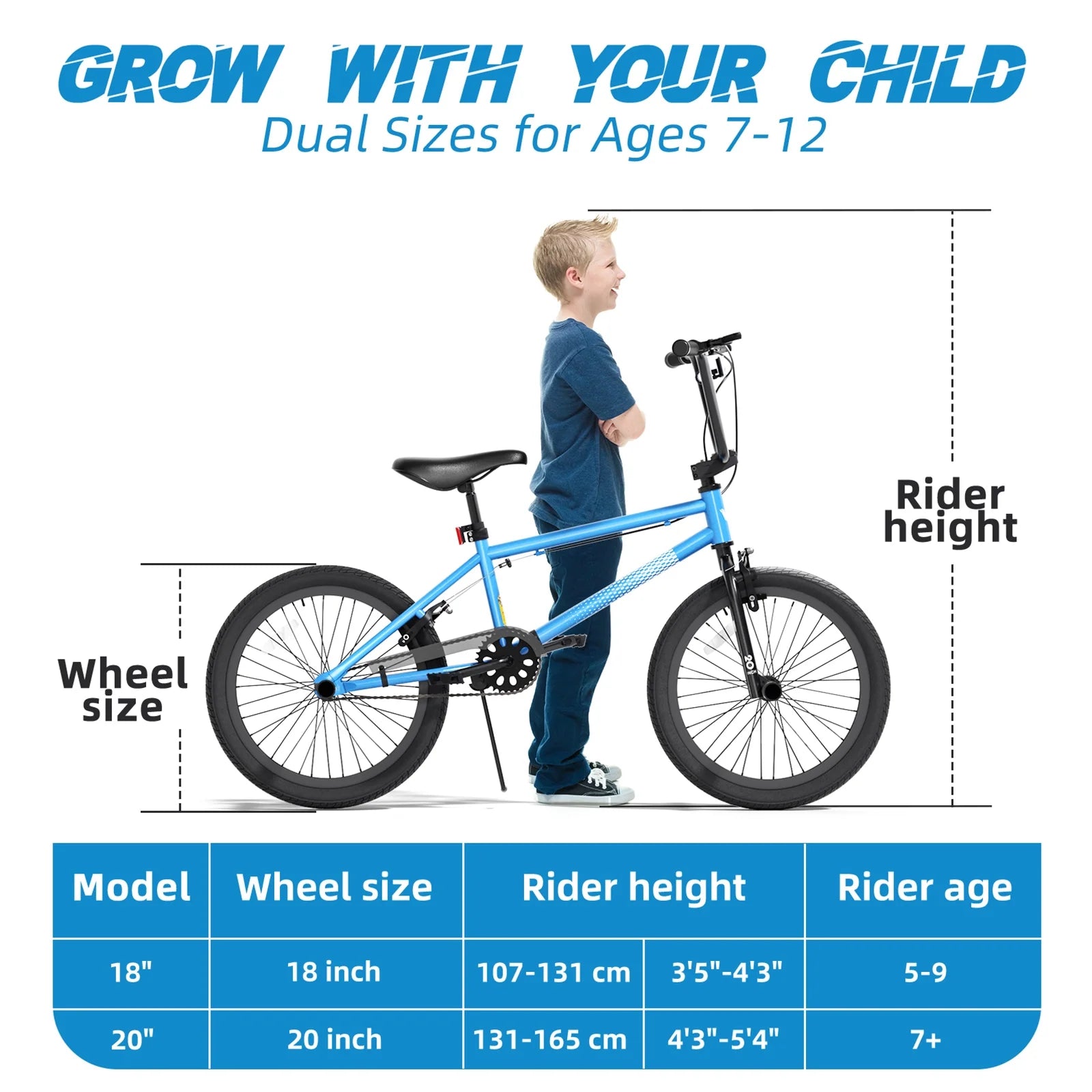 XJD Freestyle BMX Bike for Teen Beginner 8 - 12 Years Old Kids, 20 in Kids Bike with Hi - Ten Steel Frame, U - Brake and Hand - Brake Levers