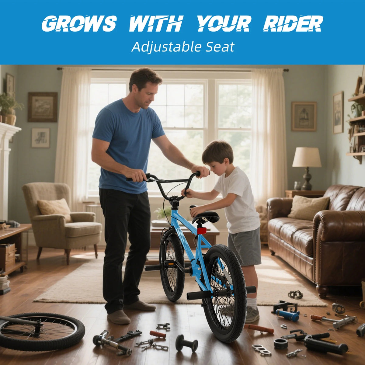 XJD Freestyle BMX Bike for Teen Beginner 8 - 12 Years Old Kids, 20 in Kids Bike with Hi - Ten Steel Frame, U - Brake and Hand - Brake Levers
