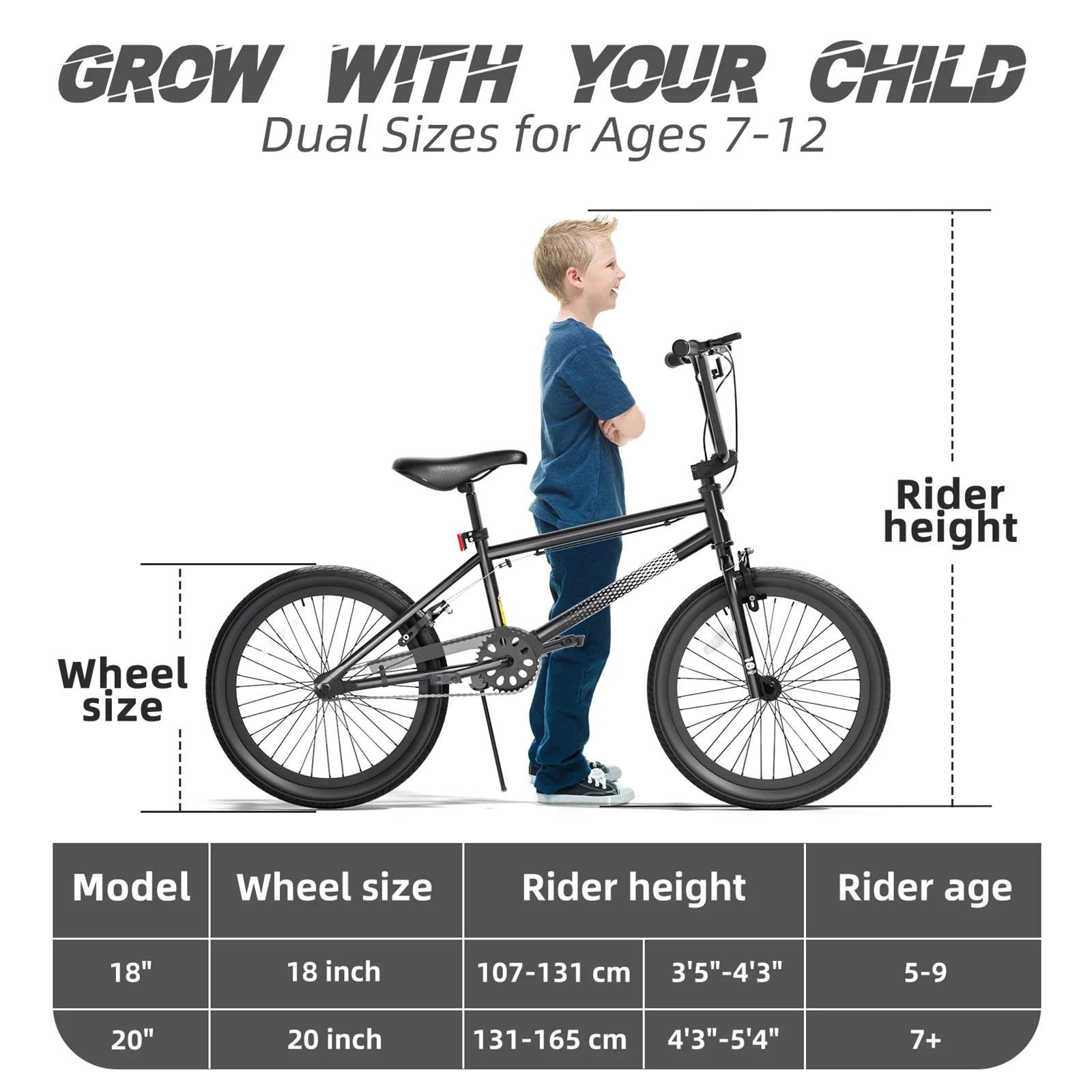 XJD Freestyle BMX Bike for Teen Beginner 8 - 12 Years Old Kids, 20 in Kids Bike with Hi - Ten Steel Frame, U - Brake and Hand - Brake Levers