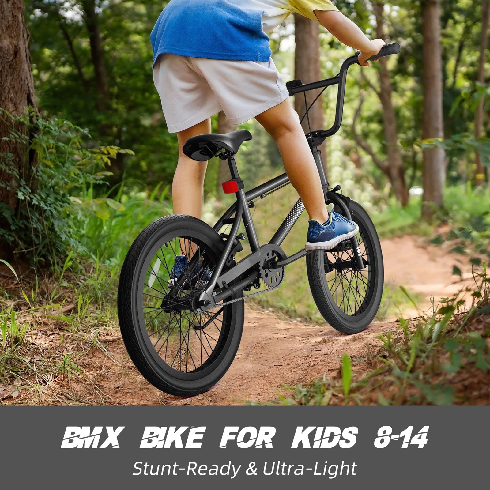 XJD Freestyle BMX Bike for Teen Beginner 8 - 12 Years Old Kids, 20 in Kids Bike with Hi - Ten Steel Frame, U - Brake and Hand - Brake Levers