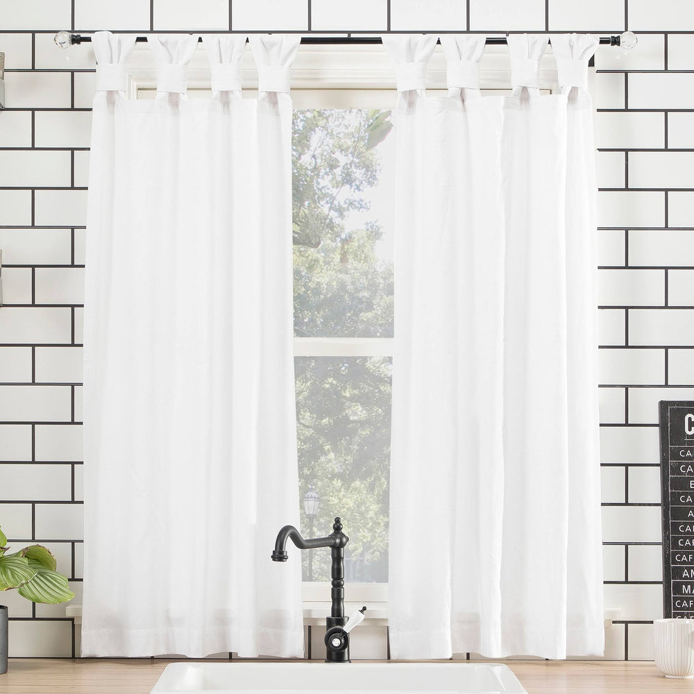 Archaeo White Washed Cotton Twist Tab Kitchen Curtain Tier