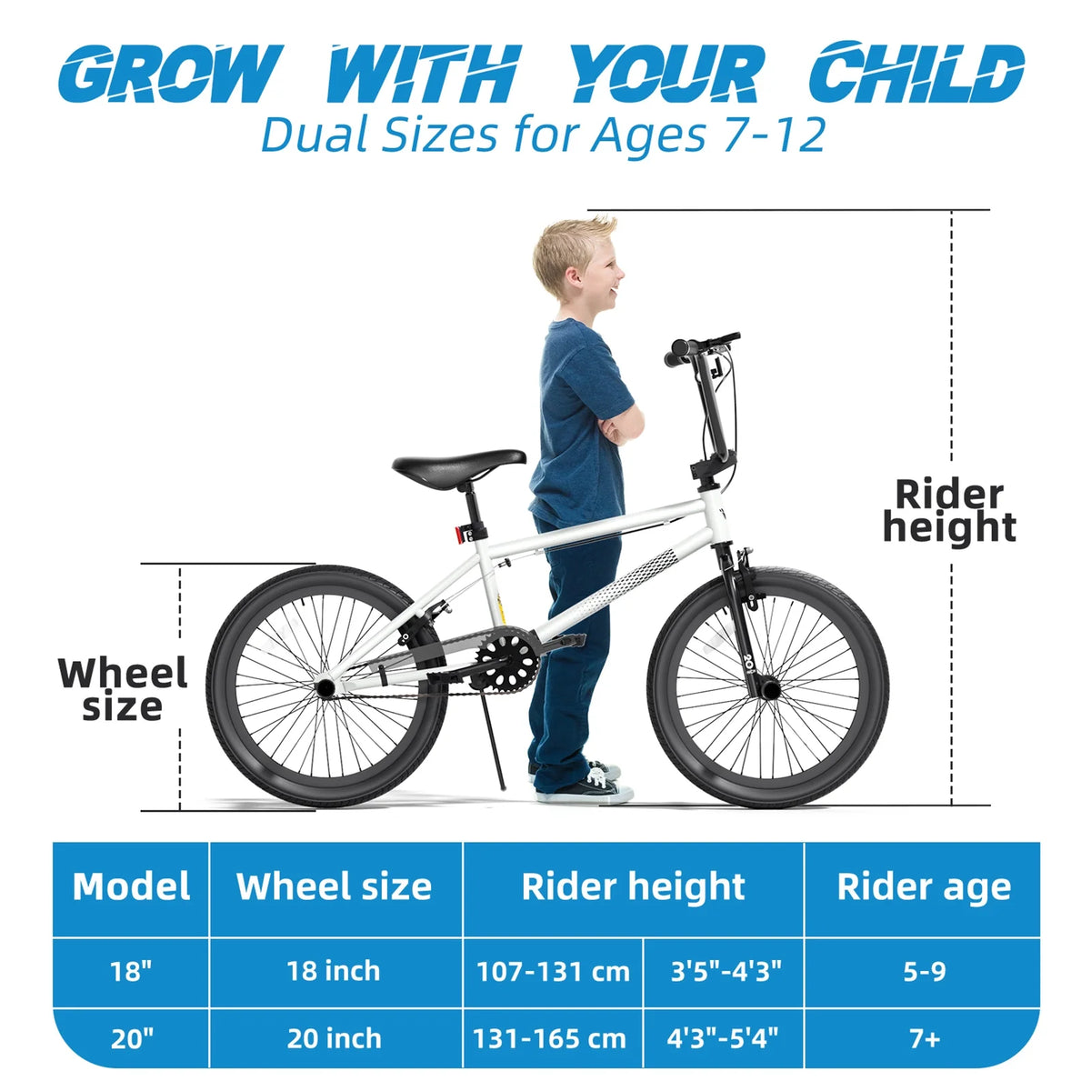 XJD Freestyle BMX Bike for Teen Beginner 8 - 12 Years Old Kids, 20 in Kids Bike with Hi - Ten Steel Frame, U - Brake and Hand - Brake Levers