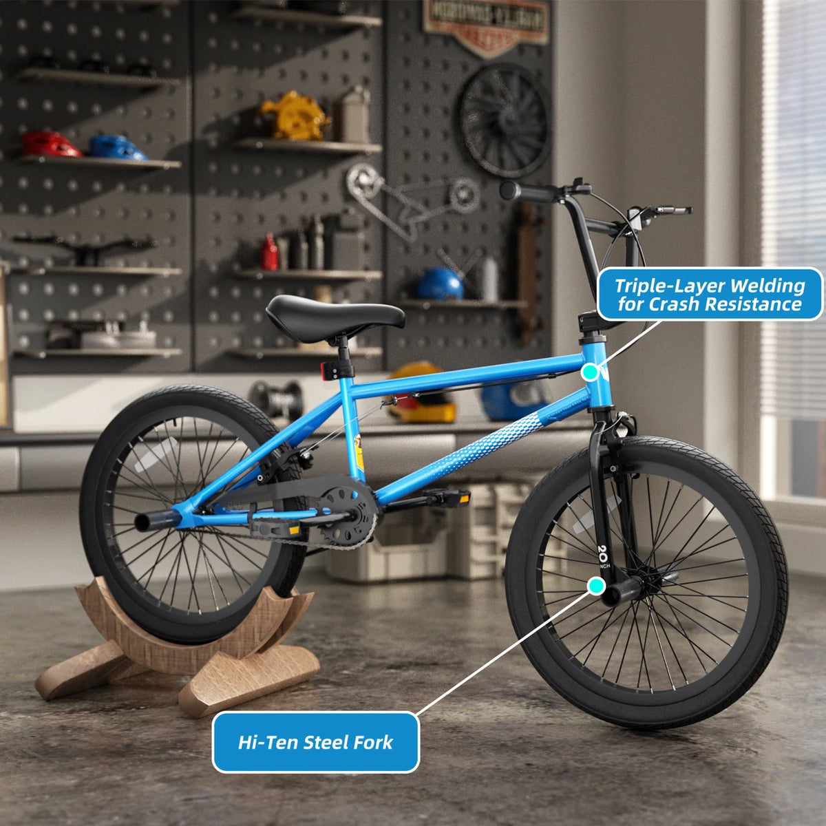 XJD Freestyle BMX Bike for Teen Beginner 8 - 12 Years Old Kids, 20 in Kids Bike with Hi - Ten Steel Frame, U - Brake and Hand - Brake Levers