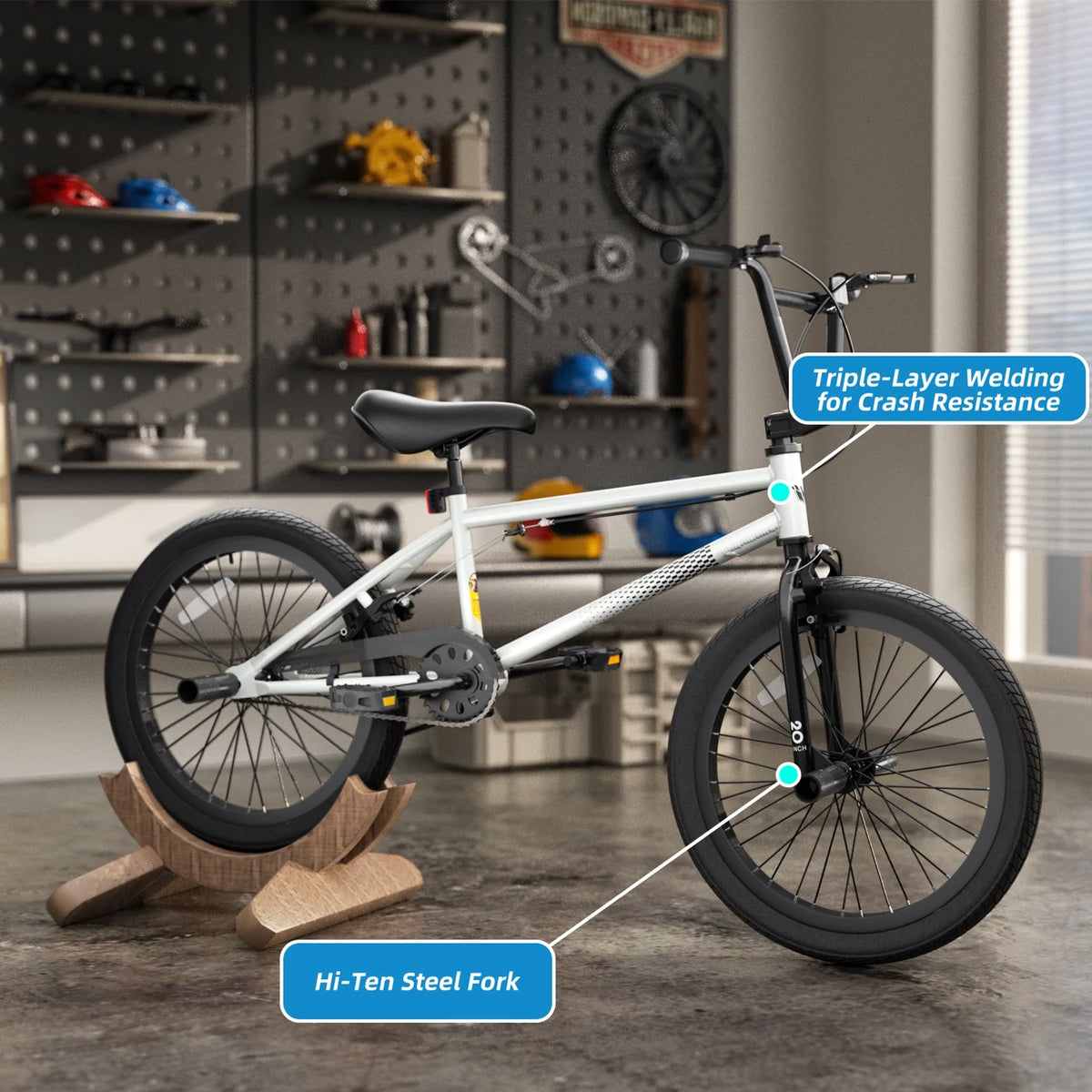 XJD Freestyle BMX Bike for Teen Beginner 8 - 12 Years Old Kids, 20 in Kids Bike with Hi - Ten Steel Frame, U - Brake and Hand - Brake Levers