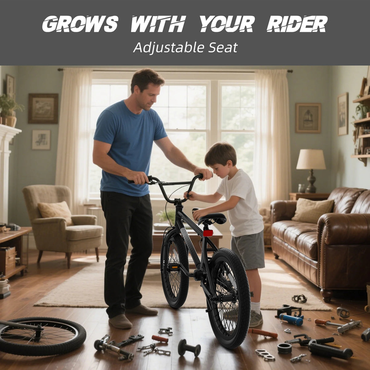 XJD Freestyle BMX Bike for Teen Beginner 8 - 12 Years Old Kids, 20 in Kids Bike with Hi - Ten Steel Frame, U - Brake and Hand - Brake Levers