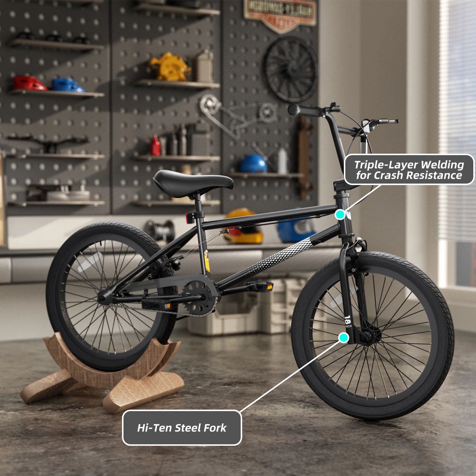 XJD Freestyle BMX Bike for Teen Beginner 8 - 12 Years Old Kids, 20 in Kids Bike with Hi - Ten Steel Frame, U - Brake and Hand - Brake Levers