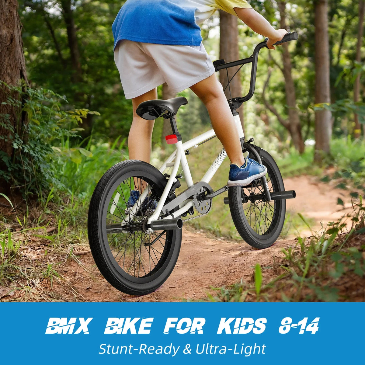 XJD Freestyle BMX Bike for Teen Beginner 8 - 12 Years Old Kids, 20 in Kids Bike with Hi - Ten Steel Frame, U - Brake and Hand - Brake Levers