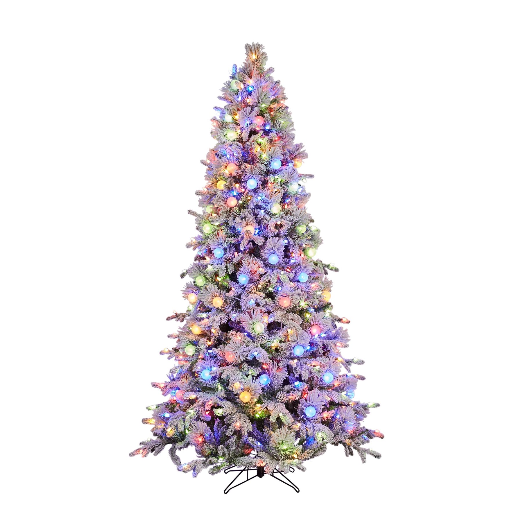 GE 7.5-ft Candlewood Pine Pre-Lit Flocked Artificial Christmas Tree with LED Lights | 20105LO