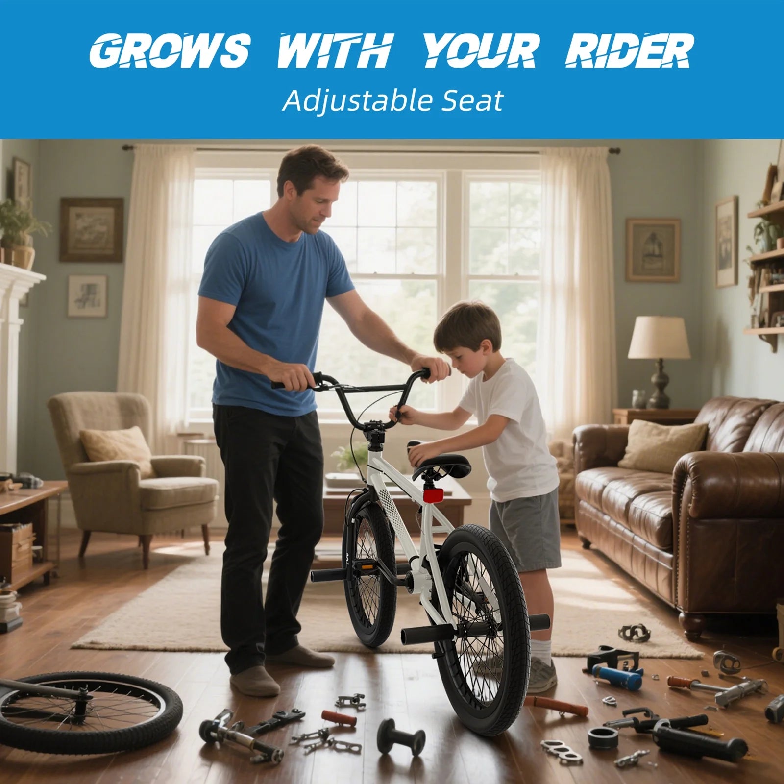 XJD Freestyle BMX Bike for Teen Beginner 8 - 12 Years Old Kids, 20 in Kids Bike with Hi - Ten Steel Frame, U - Brake and Hand - Brake Levers